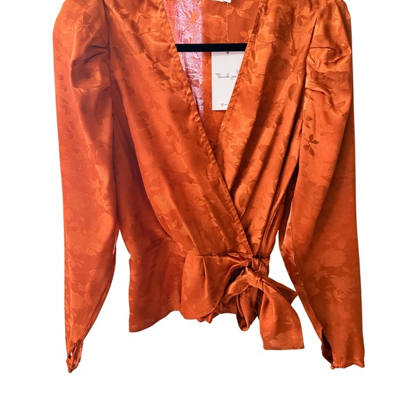 Women's Orange Wrap Top - Picture 2 of 8